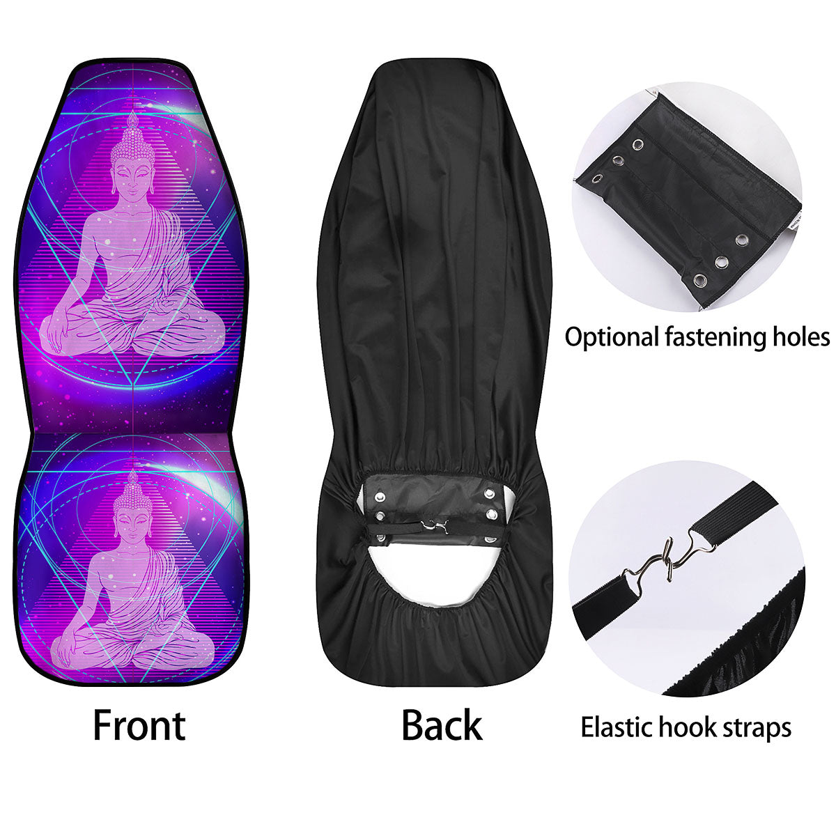 Buddha Teal And Purple Print Car Seat Covers-grizzshop