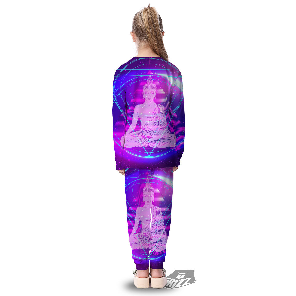 Buddha Teal And Purple Print Kid's Pajamas-grizzshop