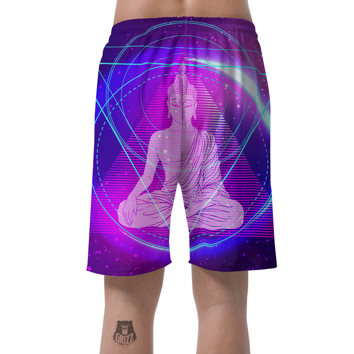 Buddha Teal And Purple Print Men's Shorts-grizzshop
