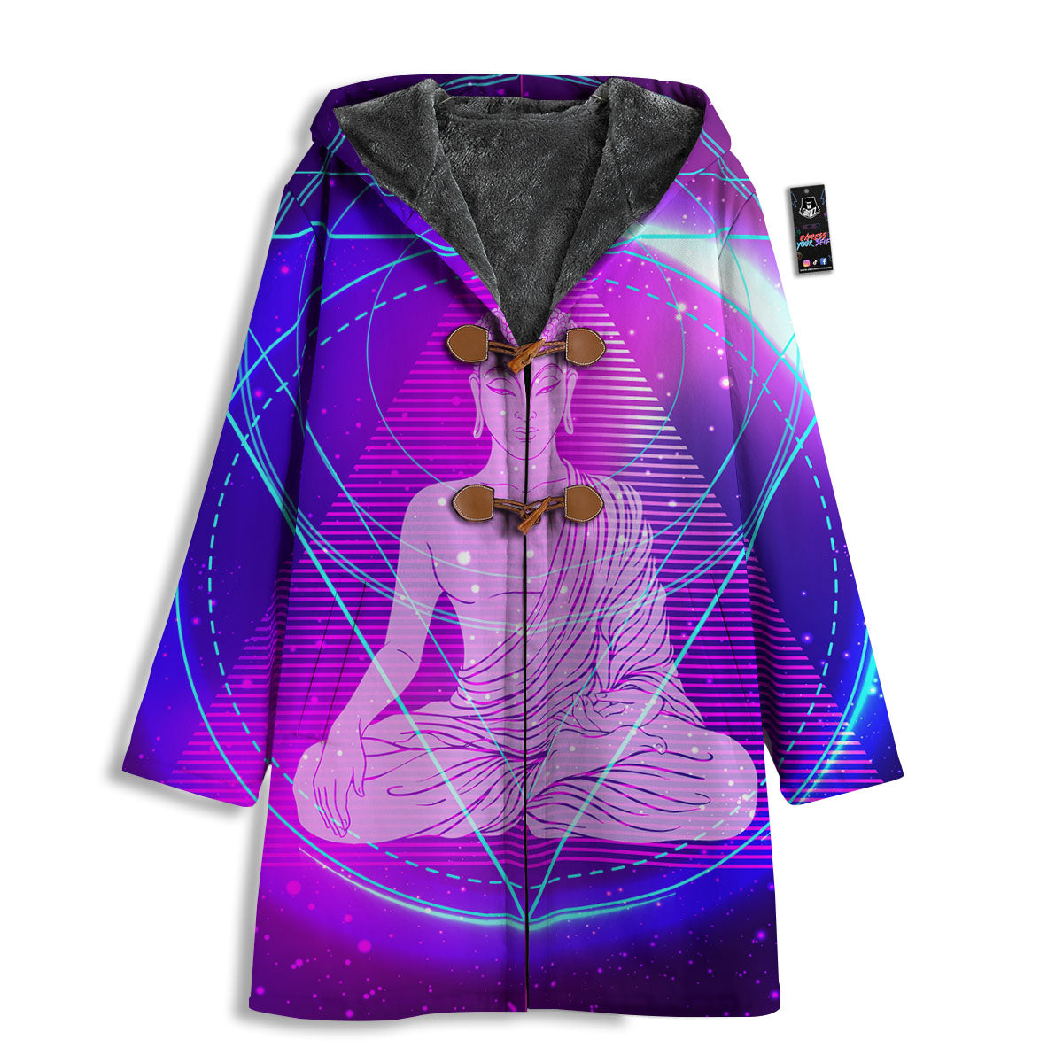 Buddha Teal And Purple Print Men's Windbreaker Jacket-grizzshop