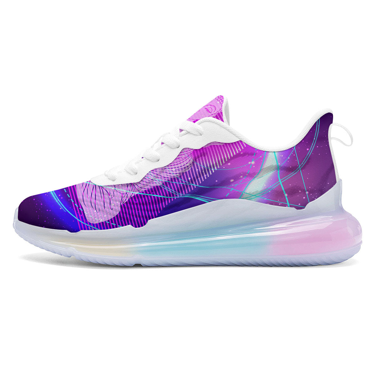 Buddha Teal And Purple Print Running Sneakers-grizzshop