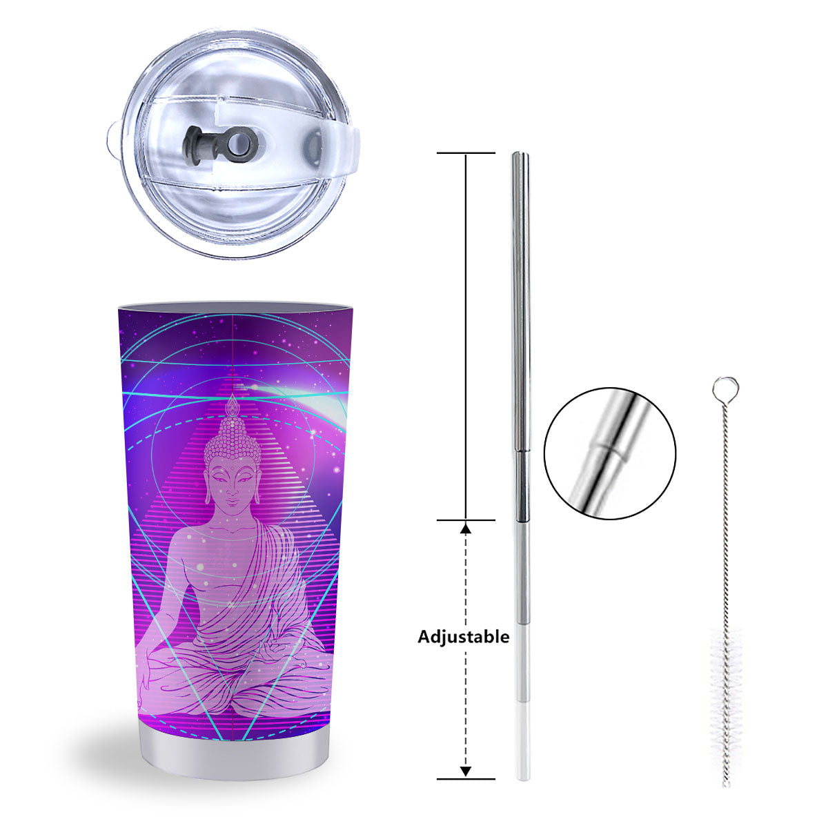 Buddha Teal And Purple Print Tumbler-grizzshop