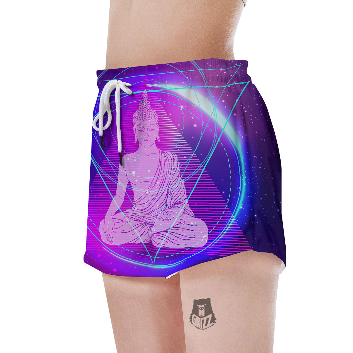 Buddha Teal And Purple Print Women's Shorts-grizzshop