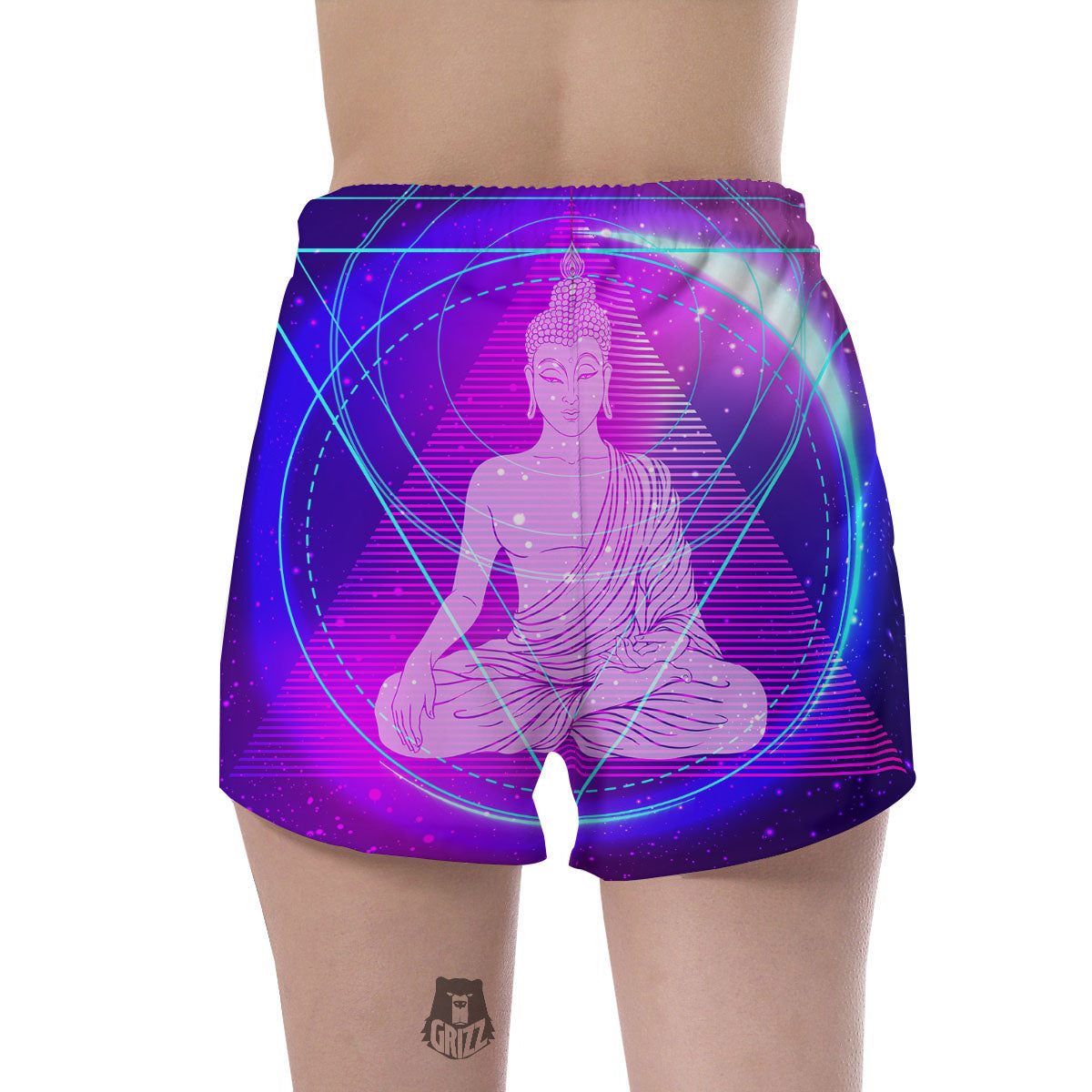 Buddha Teal And Purple Print Women's Shorts-grizzshop