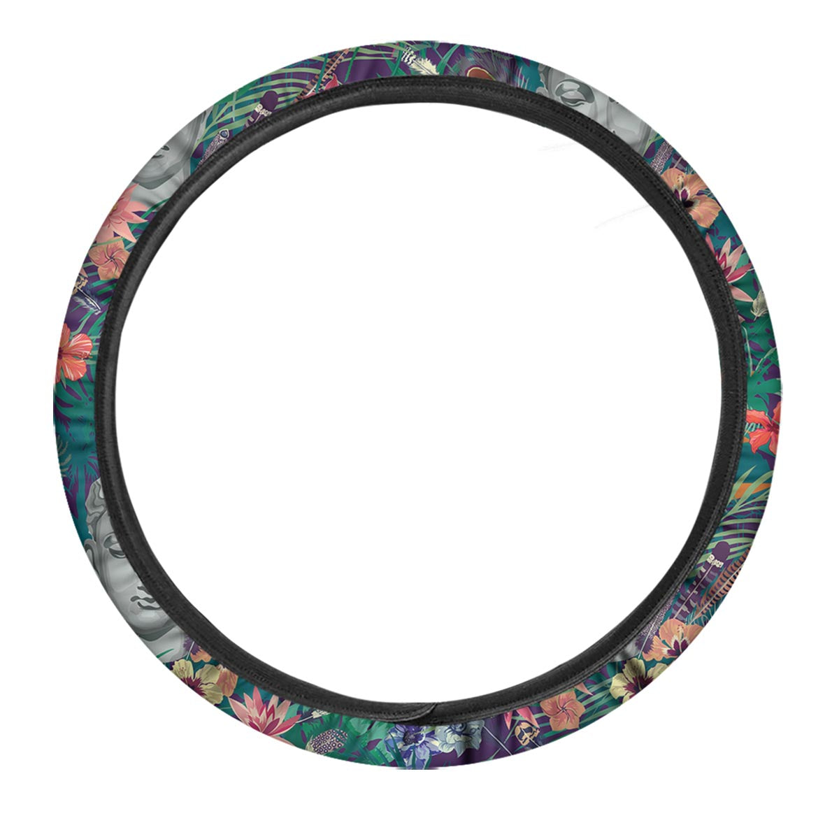 Buddha Tropical Print Pattern Car Steering Wheel Cover-grizzshop