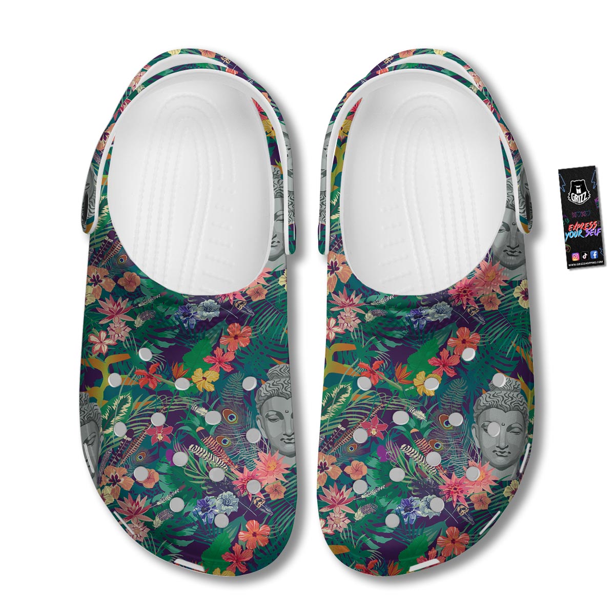 Buddha Tropical Print Pattern Clog-grizzshop