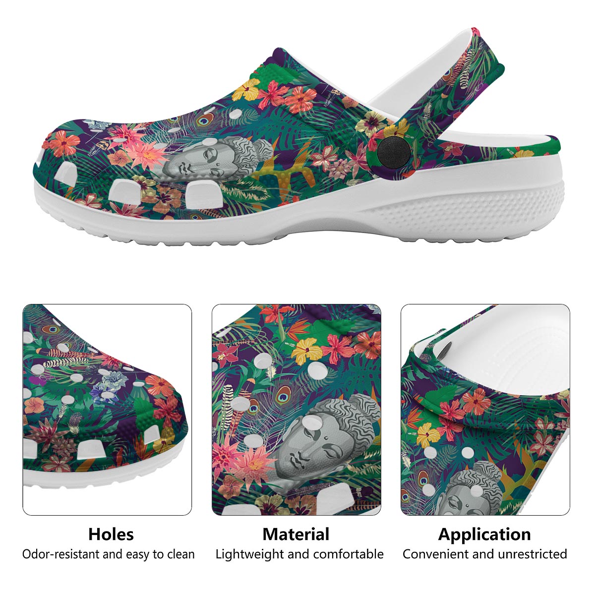 Buddha Tropical Print Pattern Clog-grizzshop