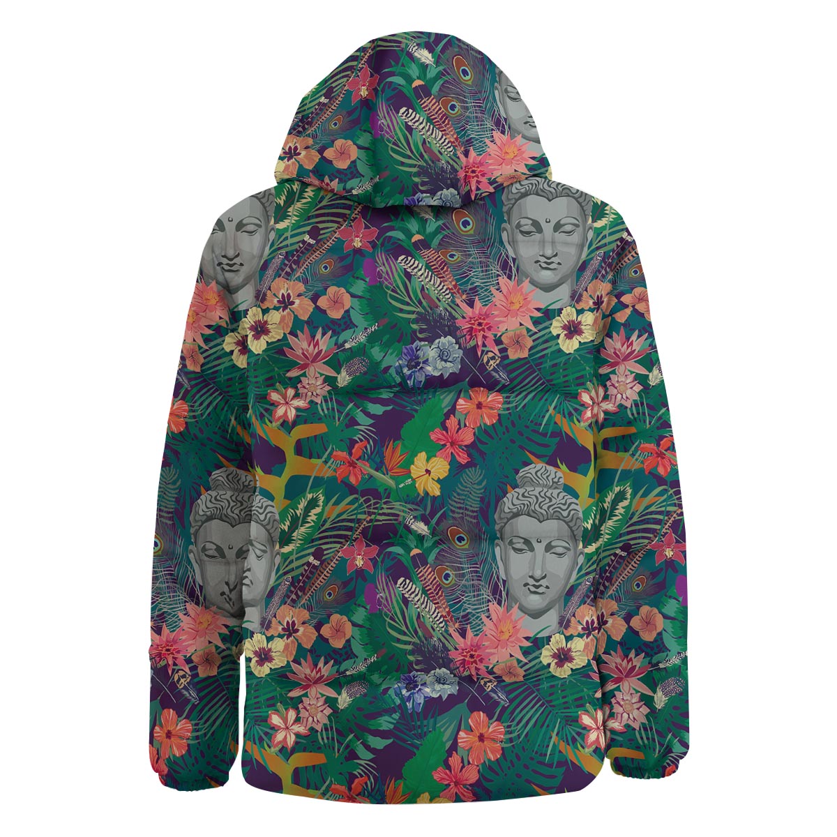 Buddha Tropical Print Pattern Down Jacket-grizzshop