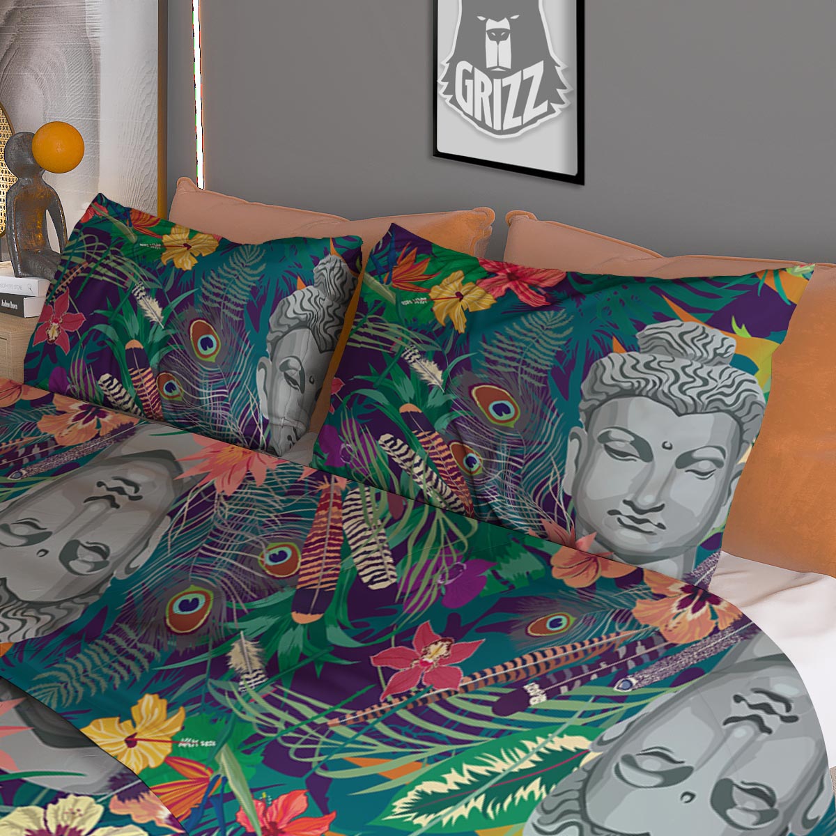 Buddha Tropical Print Pattern Duvet Cover Bedding Set-grizzshop