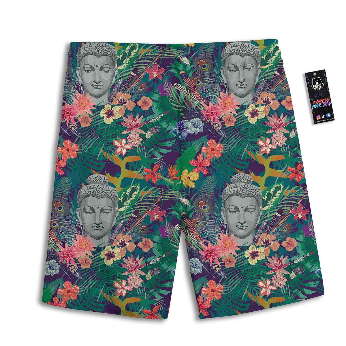 Buddha Tropical Print Pattern Men's Athletic Shorts