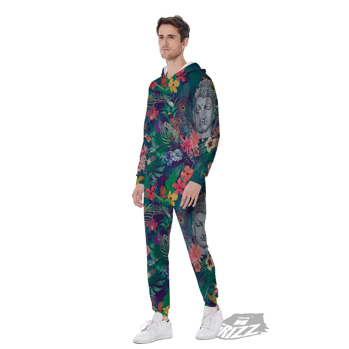 Buddha Tropical Print Pattern Men's Jumpsuit-grizzshop