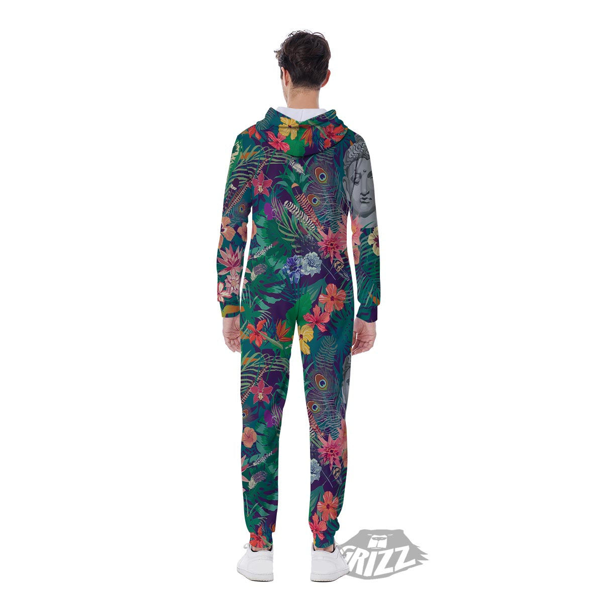 Buddha Tropical Print Pattern Men's Jumpsuit-grizzshop