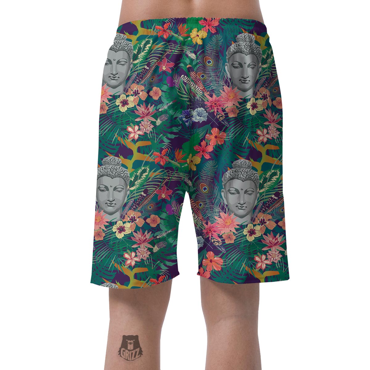Buddha Tropical Print Pattern Men's Shorts-grizzshop