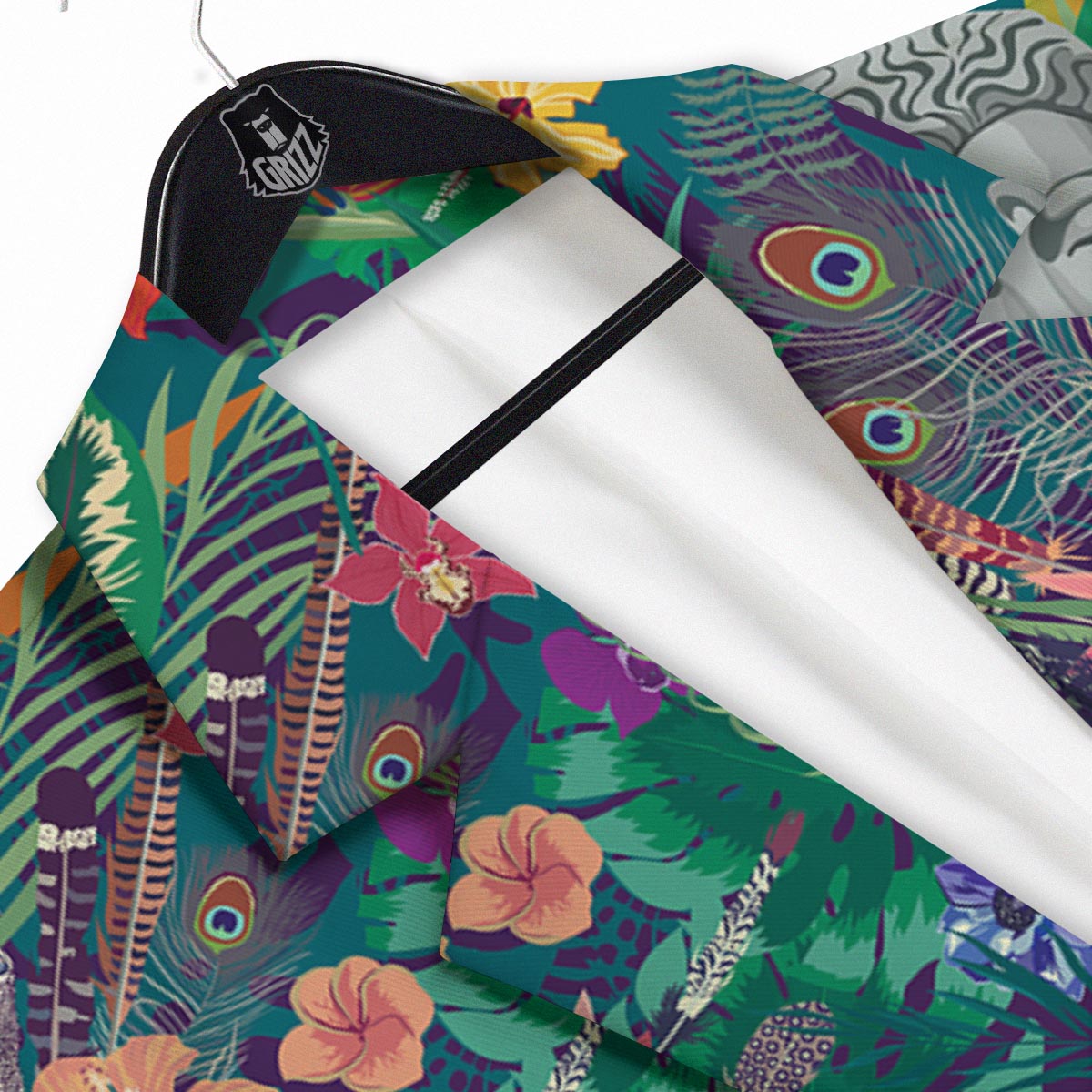 Buddha Tropical Print Pattern Men's Sport Coat-grizzshop