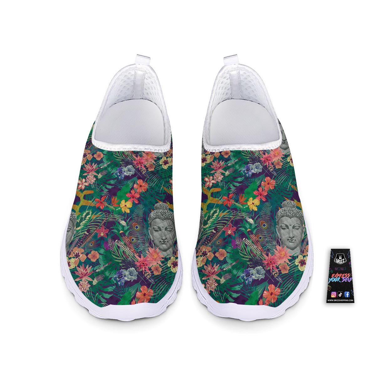 Buddha Tropical Print Pattern Nurse Shoes-grizzshop