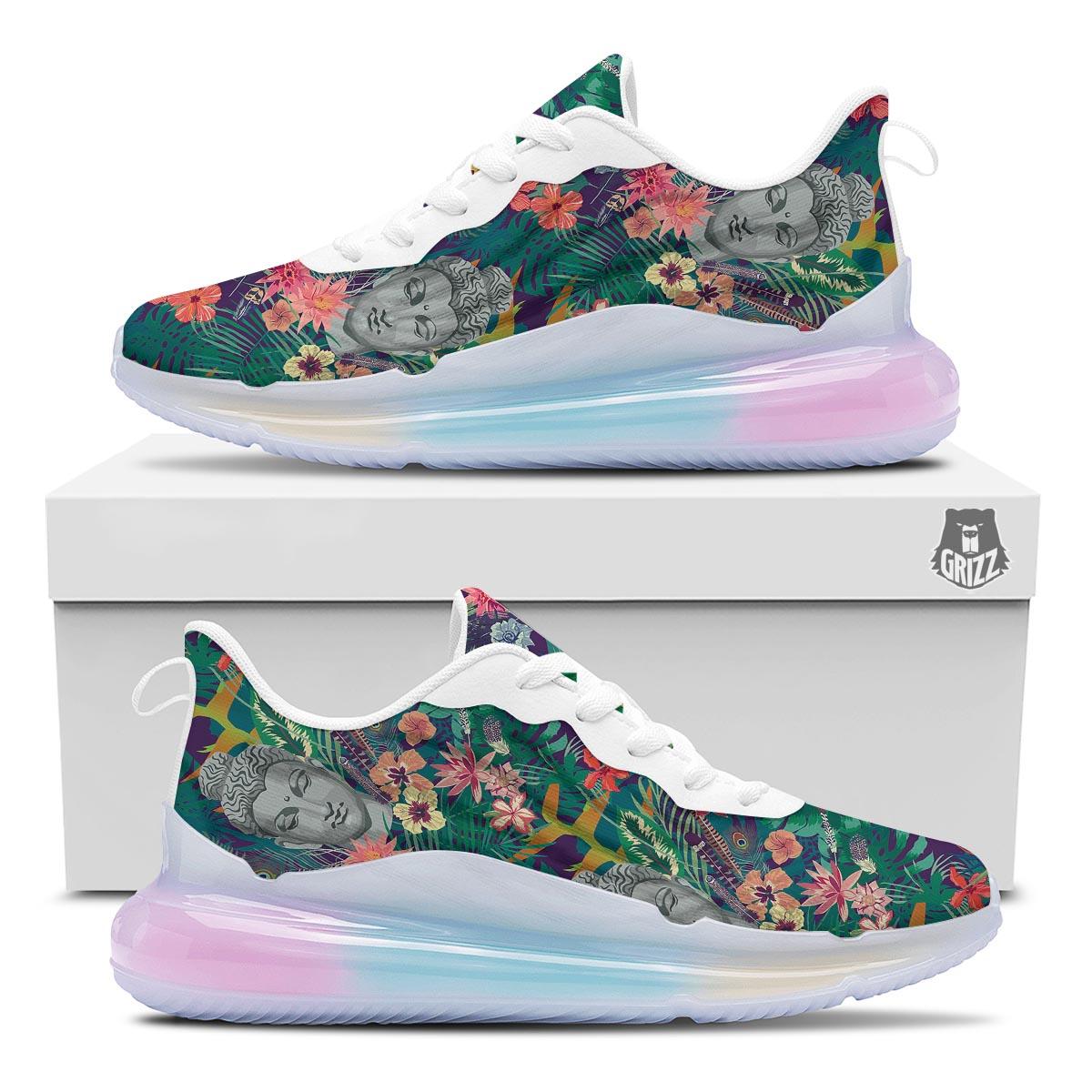 Buddha Tropical Print Pattern Running Sneakers-grizzshop