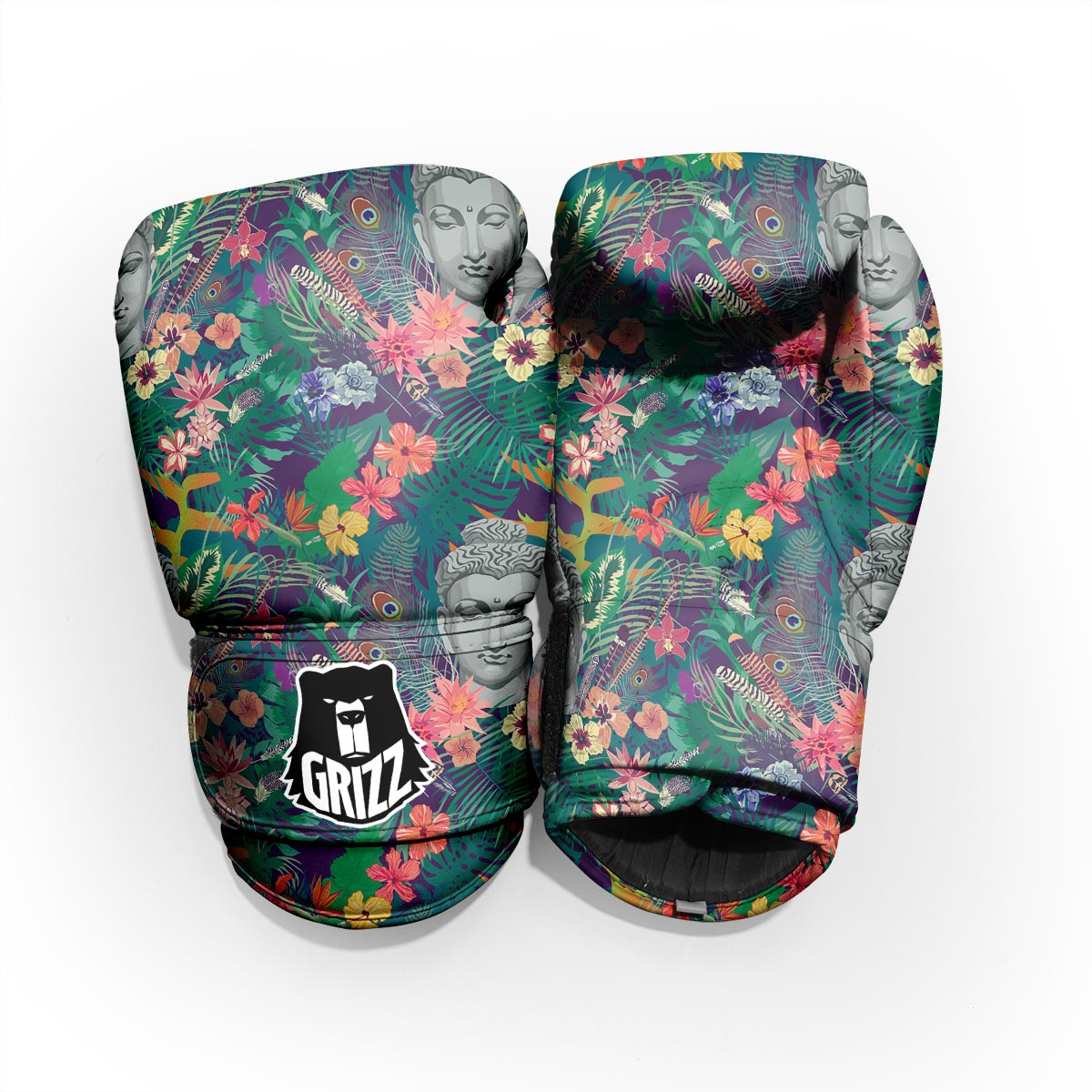 Buddha Tropical Print Pattern Sparring Gloves-grizzshop