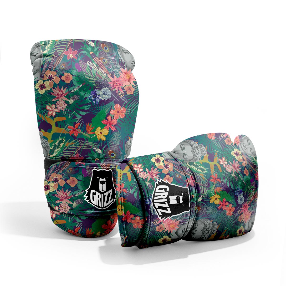 Buddha Tropical Print Pattern Sparring Gloves-grizzshop