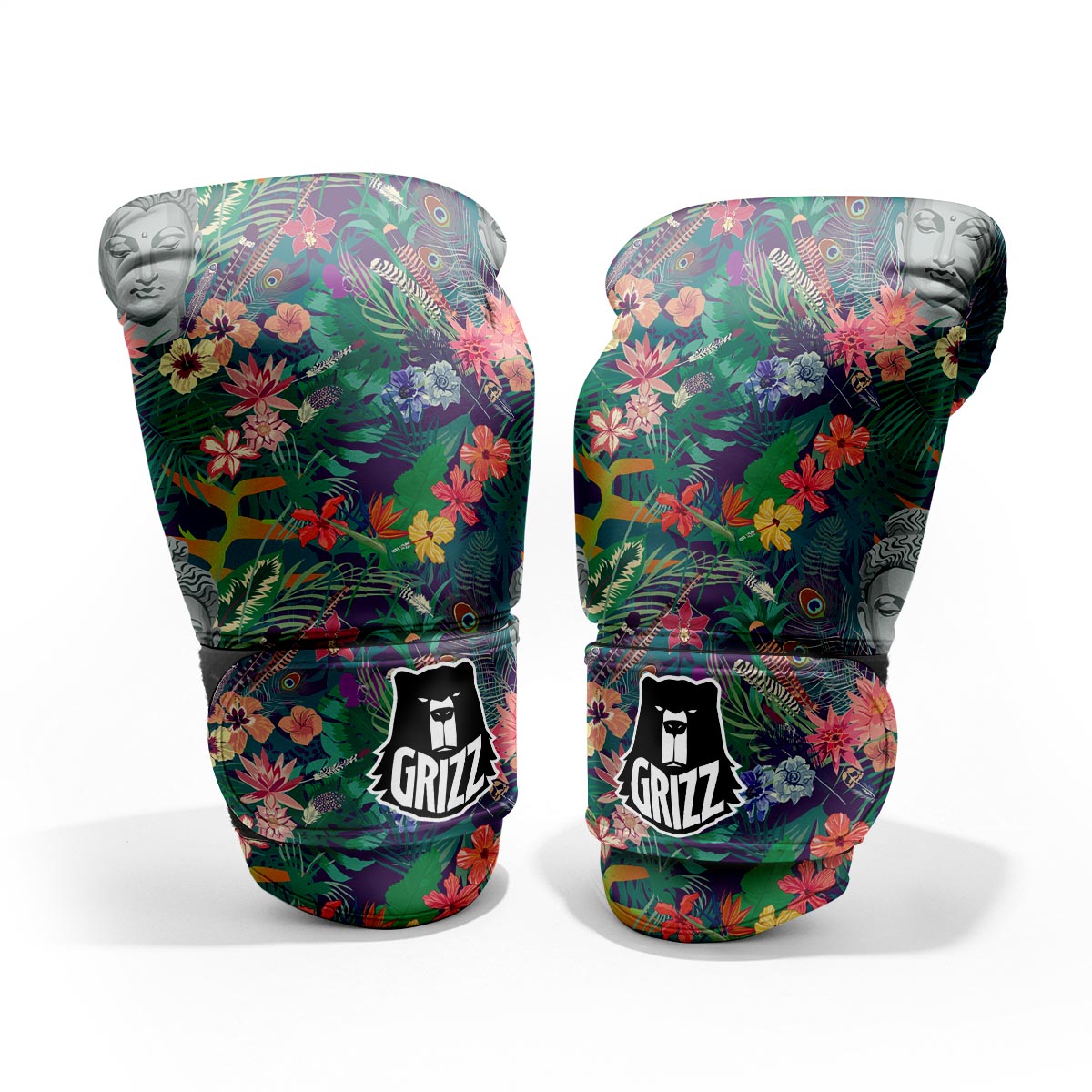 Buddha Tropical Print Pattern Sparring Gloves-grizzshop