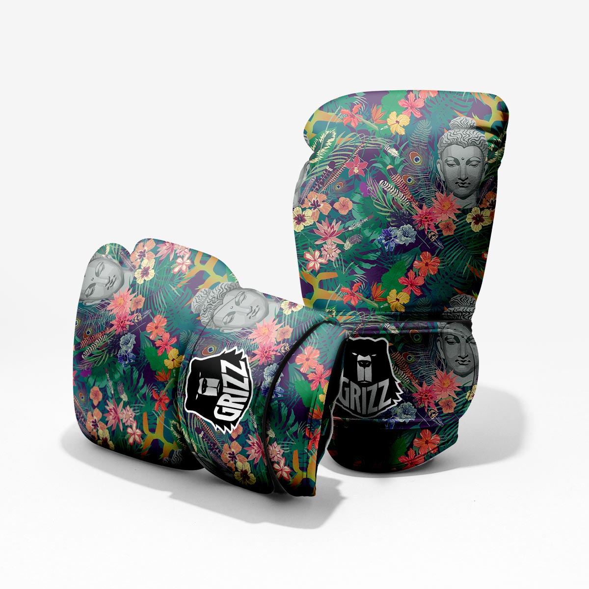 Buddha Tropical Print Pattern Sparring Gloves-grizzshop