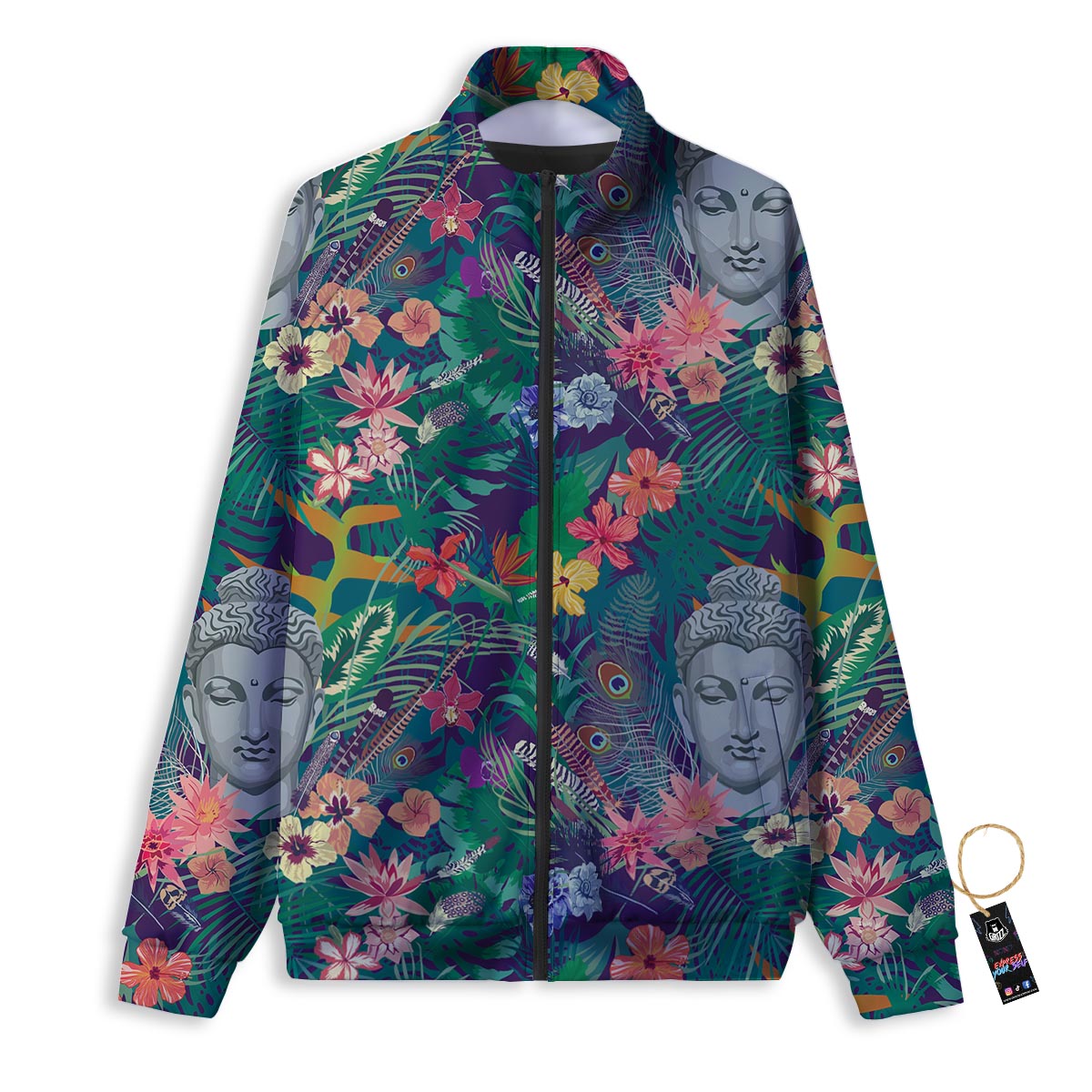 Buddha Tropical Print Pattern Track Jacket-grizzshop