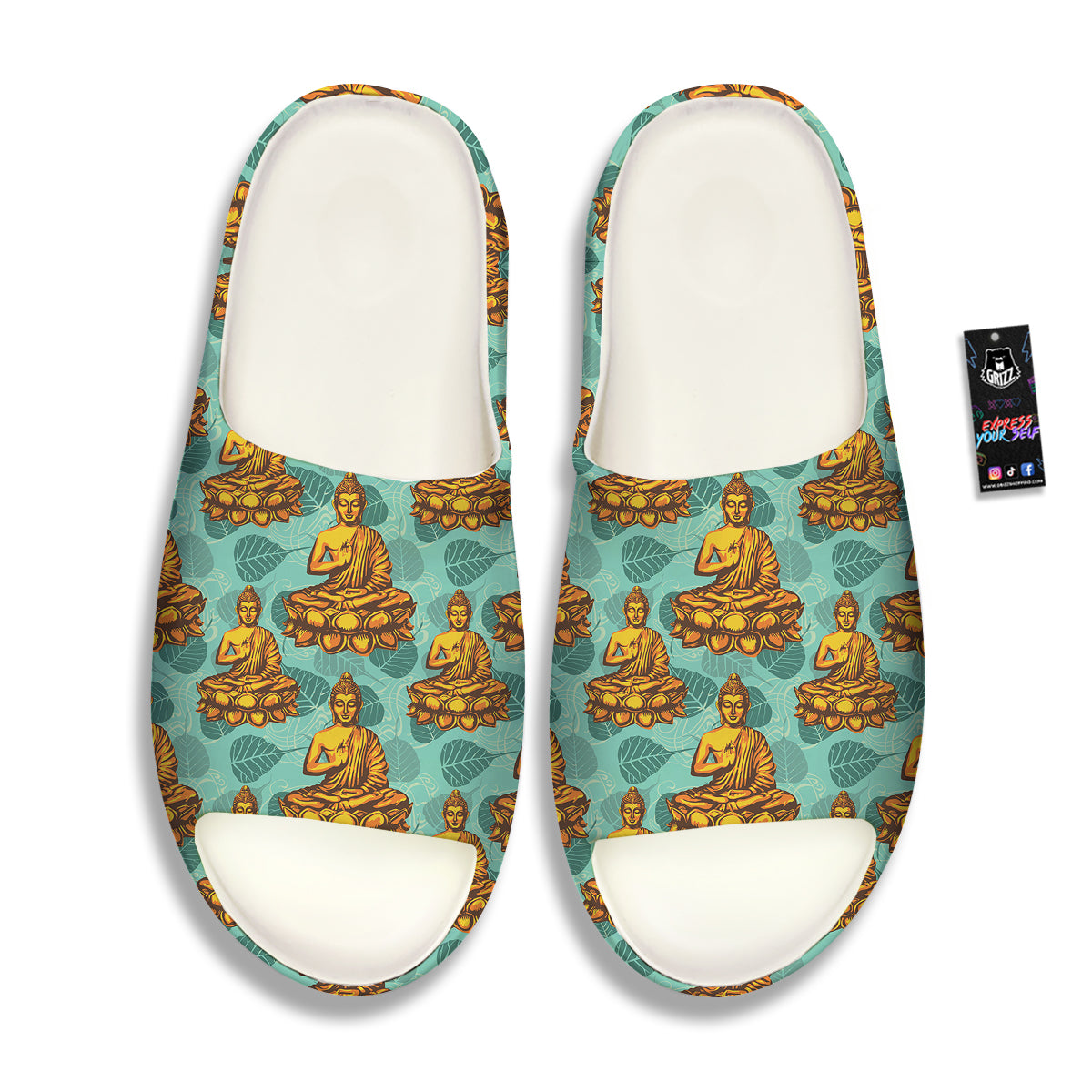 Buddha Sits On The Leaf Print Pattern Sandals-grizzshop