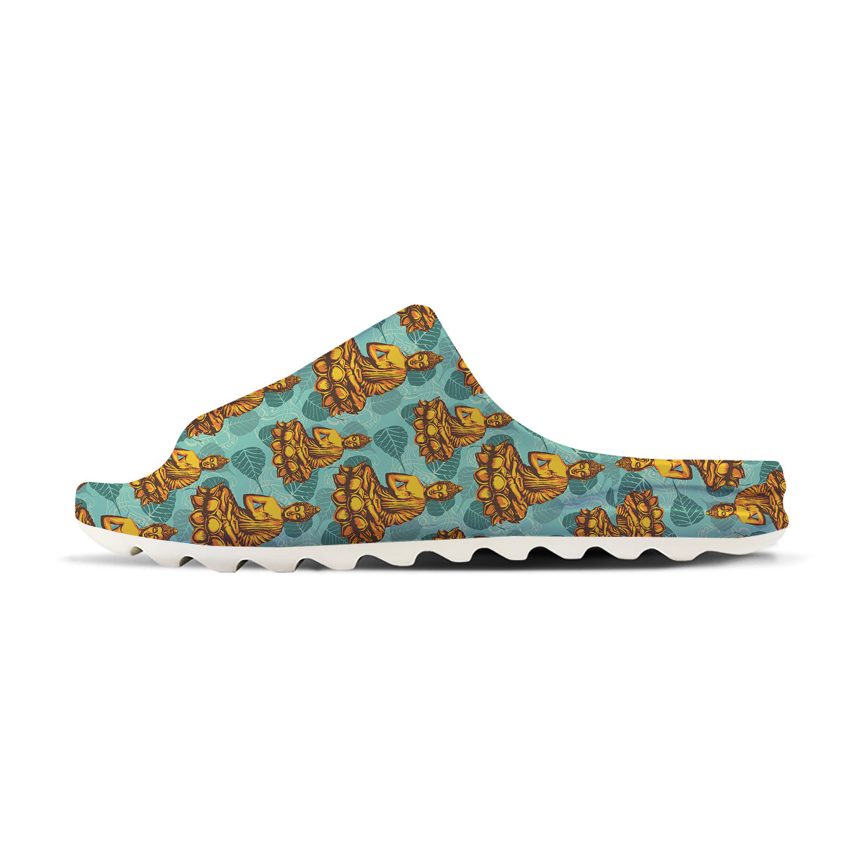 Buddha Sits On The Leaf Print Pattern Sandals-grizzshop