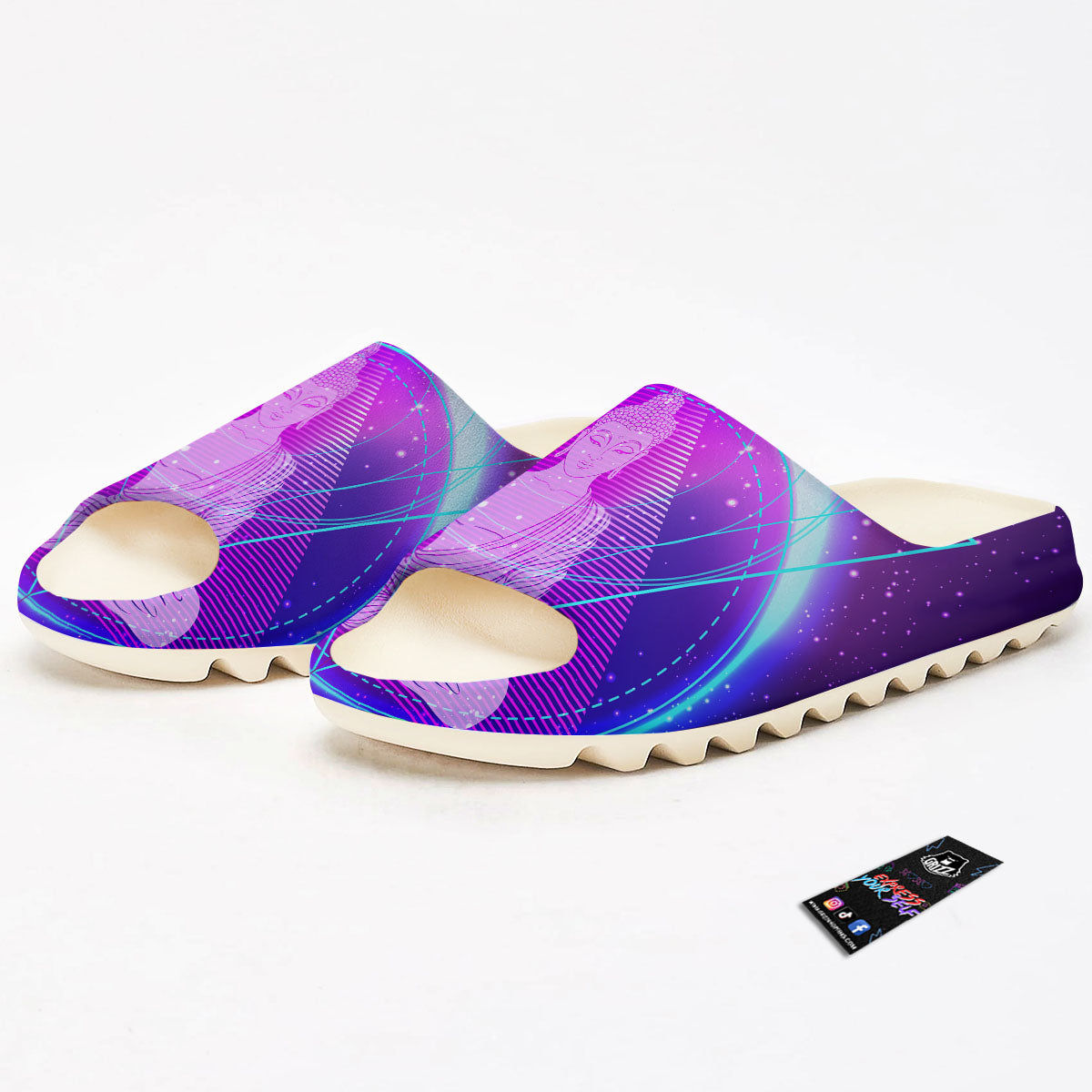 Buddha Teal And Purple Print Sandals-grizzshop