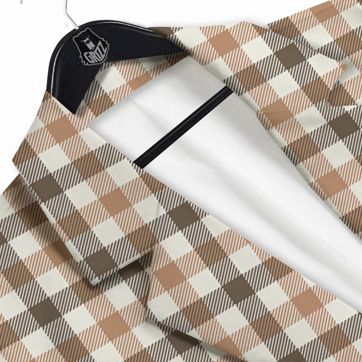 Buffalo Check Beige And Brown Print Men's Sport Coat-grizzshop