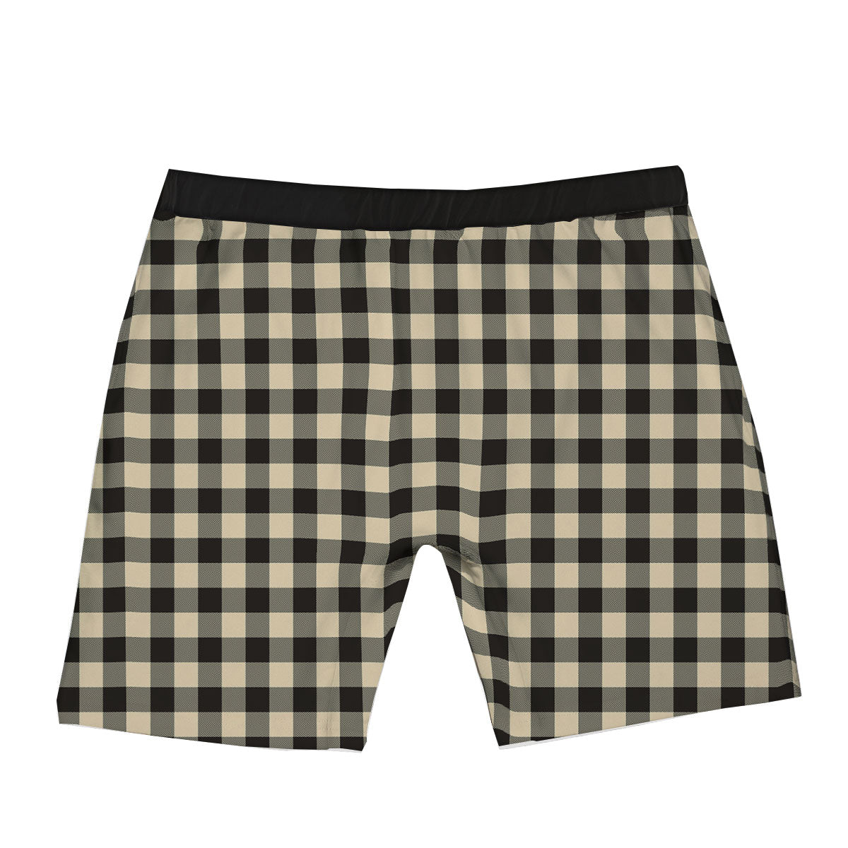 Buffalo Check Black And Beige Print Boxer Briefs-grizzshop