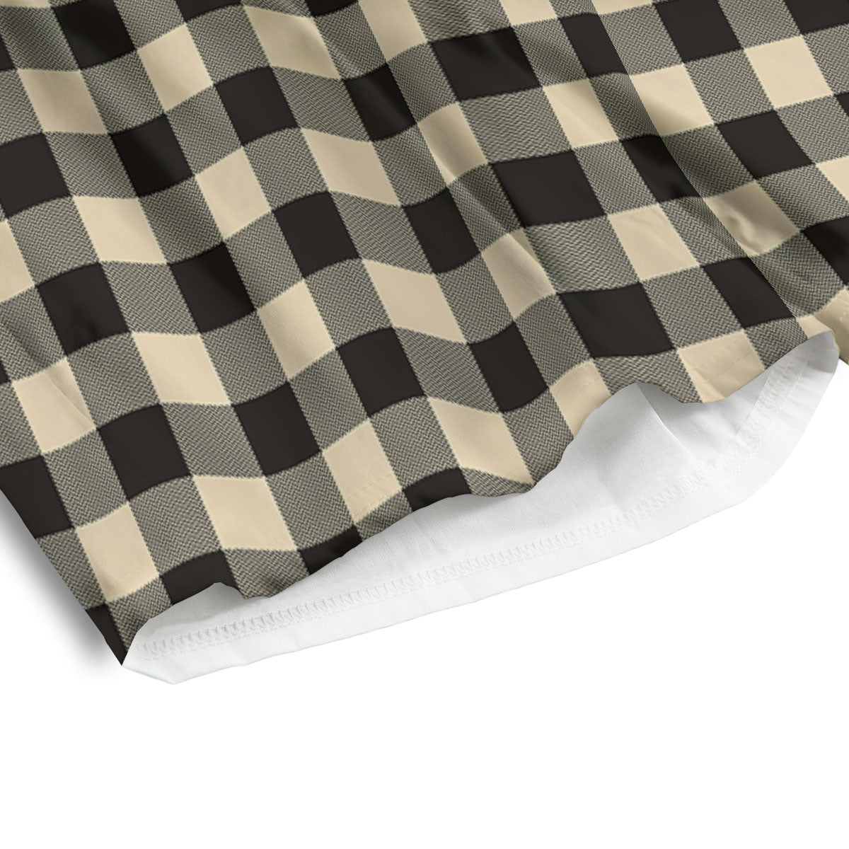 Buffalo Check Black And Beige Print Men's Athletic Shorts