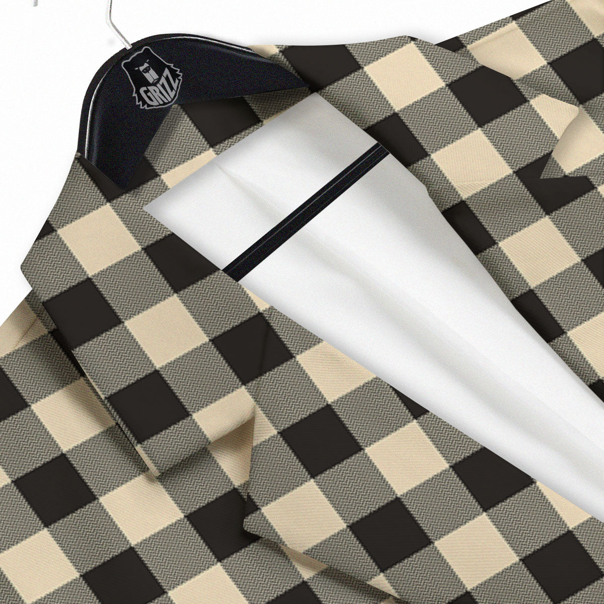 Buffalo Check Black And Beige Print Men's Sport Coat-grizzshop