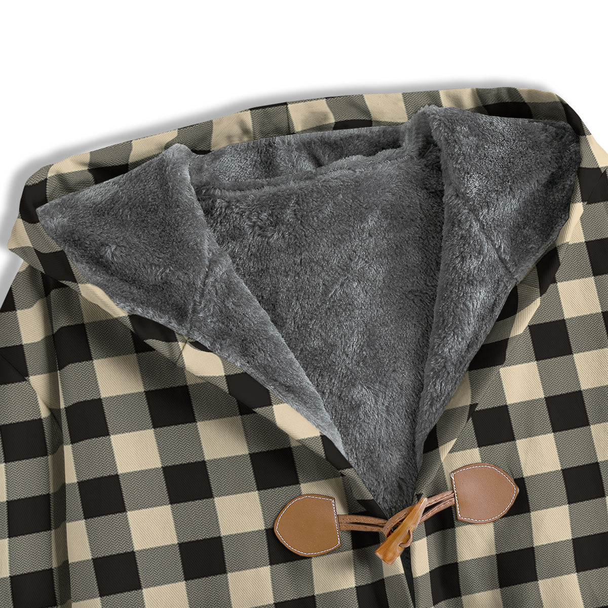 Buffalo Check Black And Beige Print Men's Windbreaker Jacket-grizzshop