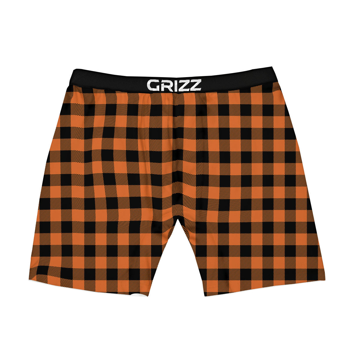 Buffalo Check Black And Orange Print Pattern Boxer Briefs-grizzshop