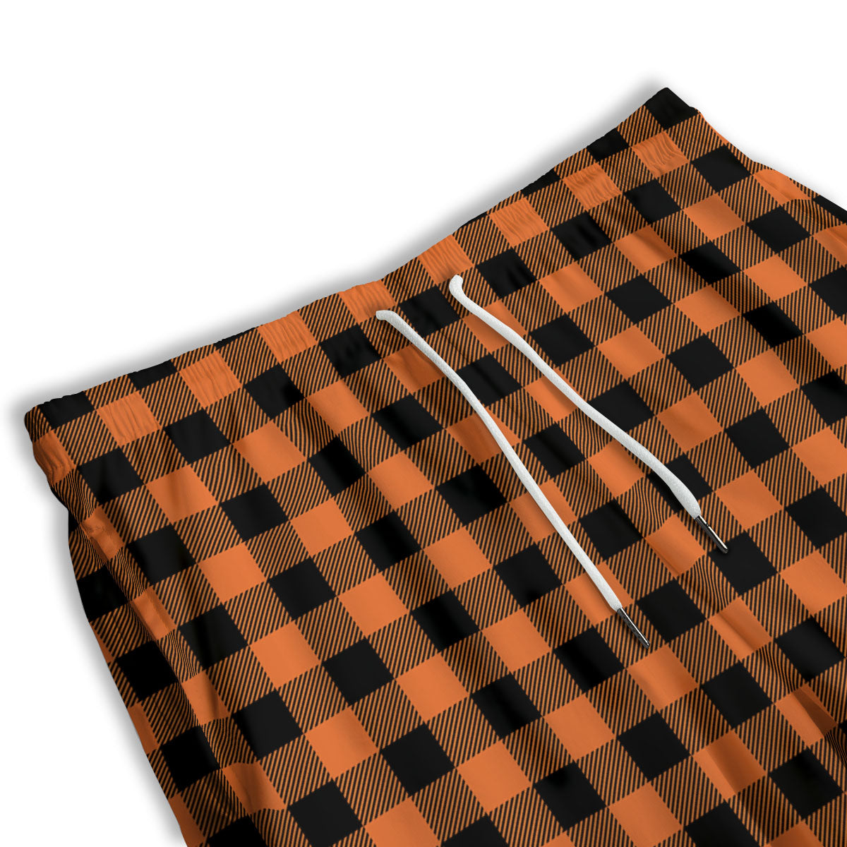 Buffalo Check Black And Orange Print Pattern Men's Athletic Shorts
