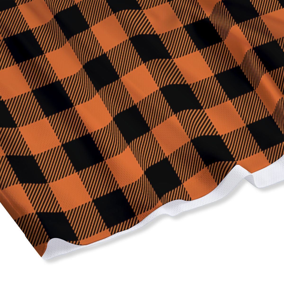 Buffalo Check Black And Orange Print Pattern Mesh Shorts