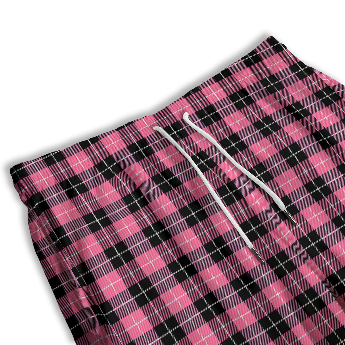 Buffalo Check Black And Pink Print Men's Athletic Shorts