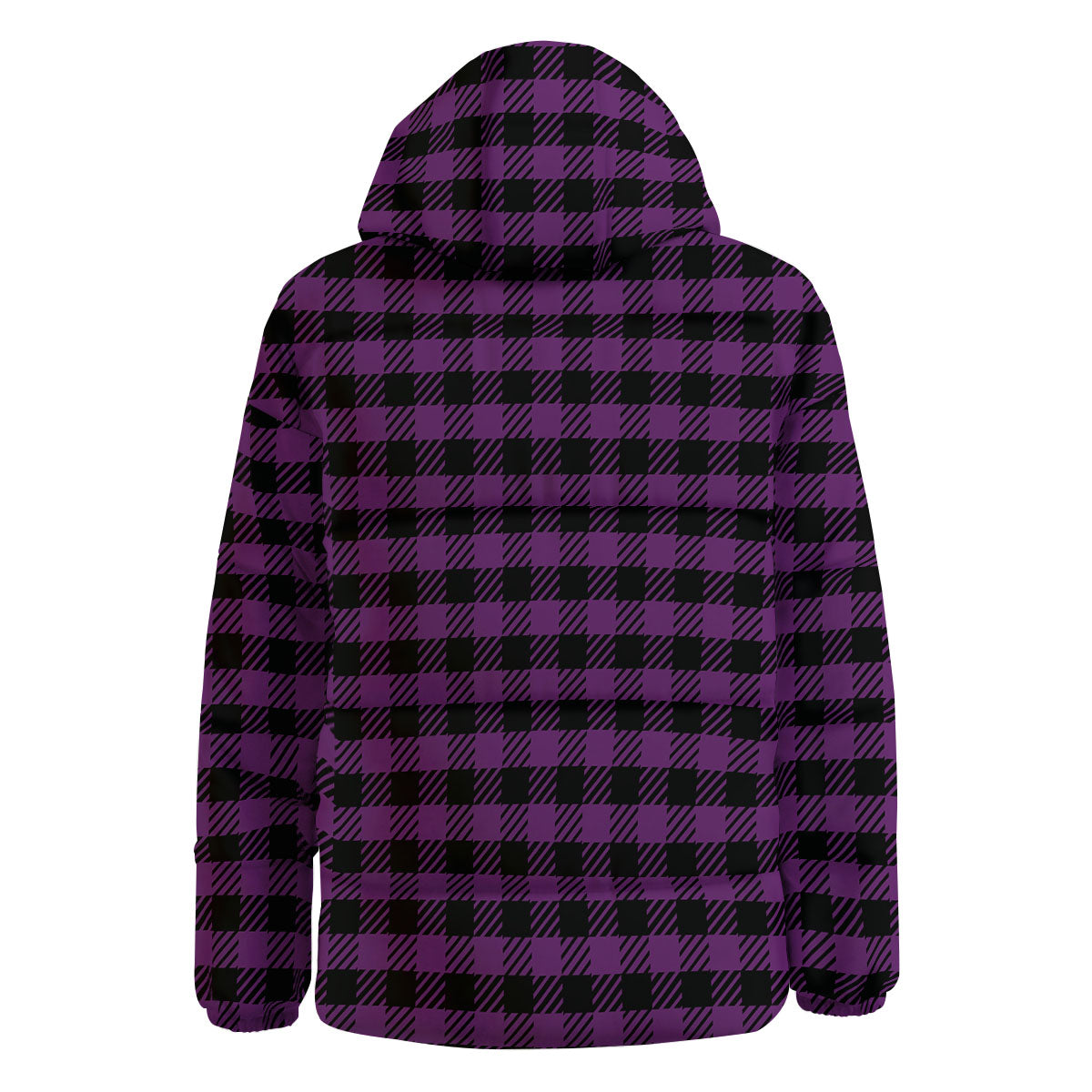Buffalo Check Black And Purple Print Down Jacket-grizzshop