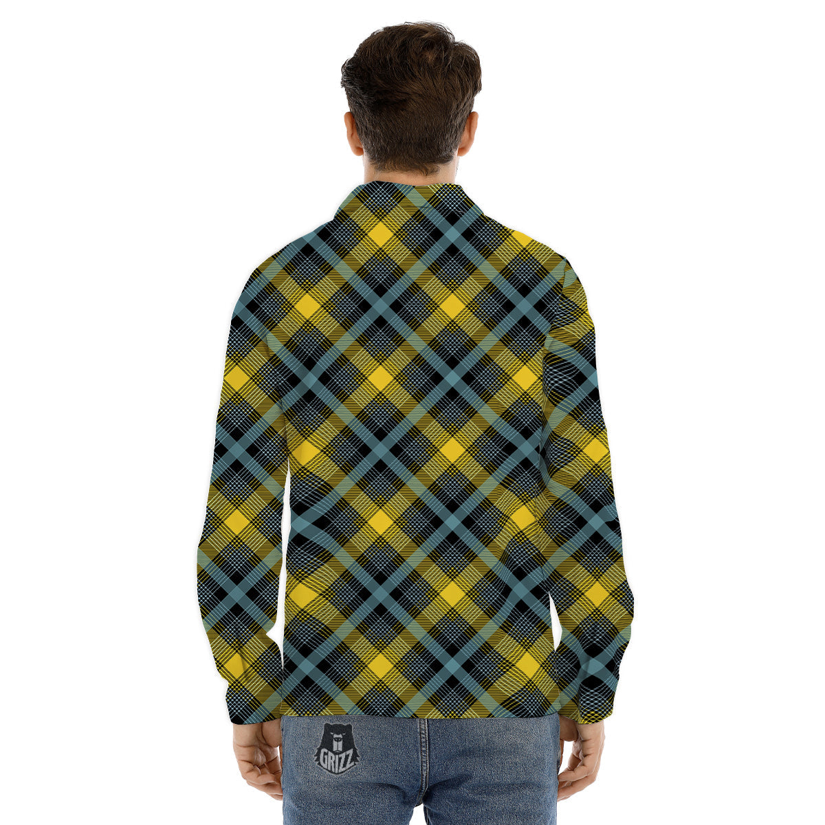 Buffalo Check Black And Purple Print Men's Dress Shirts-grizzshop