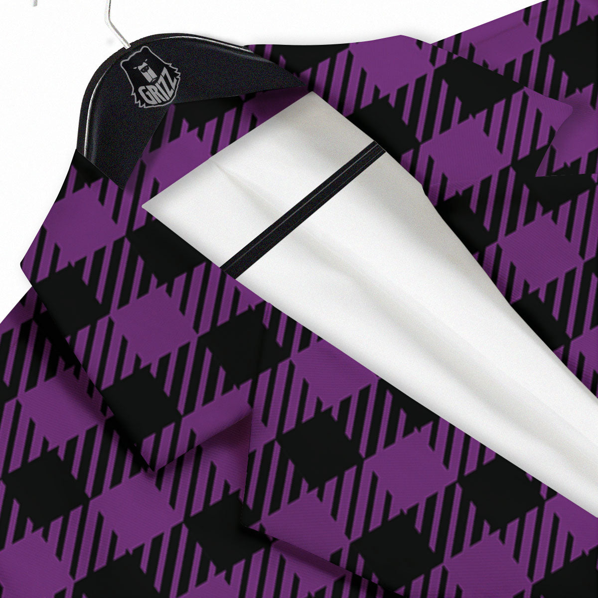 Buffalo Check Black And Purple Print Men's Sport Coat-grizzshop
