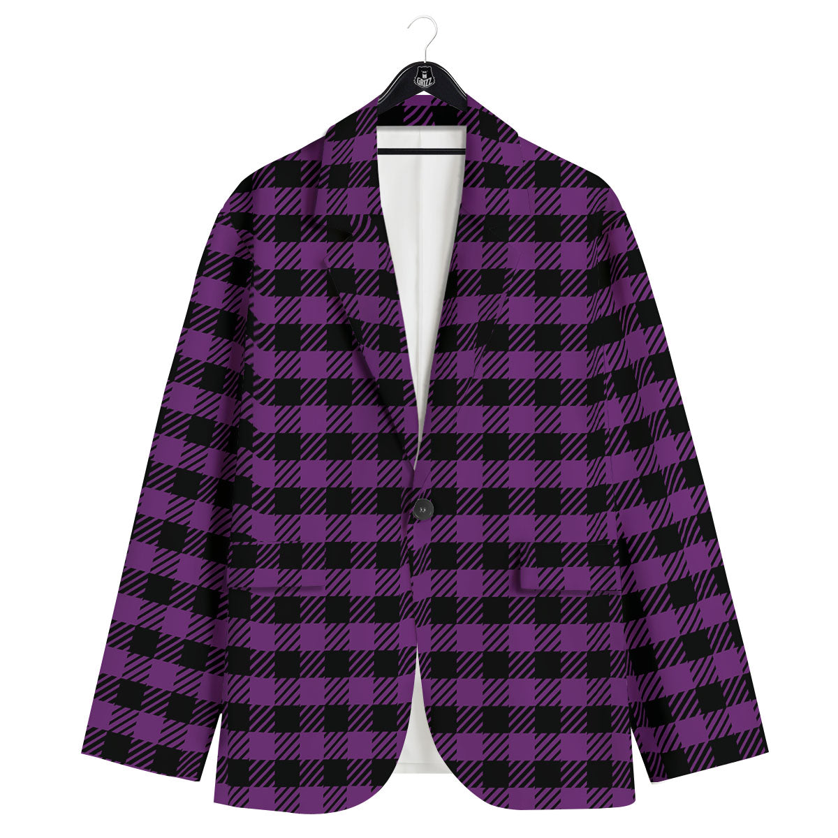 Buffalo Check Black And Purple Print Men's Sport Coat-grizzshop