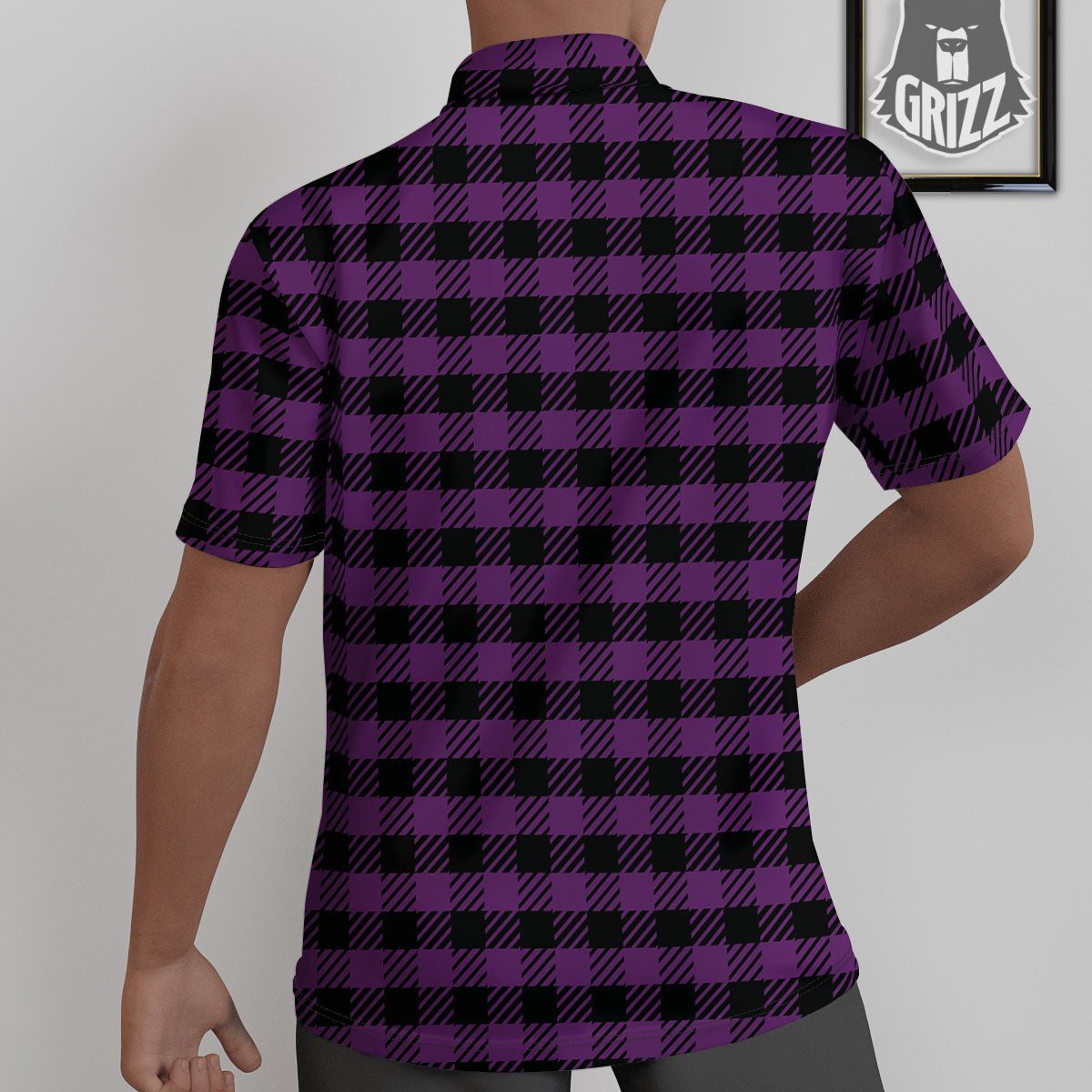 Buffalo Check Black And Purple Print Untucked Shirts-grizzshop