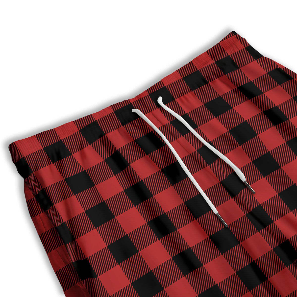 Buffalo Check Black And Red Print Men's Athletic Shorts