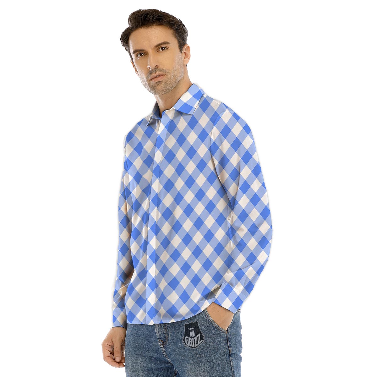 Buffalo Check Black And Red Print Men's Dress Shirts-grizzshop