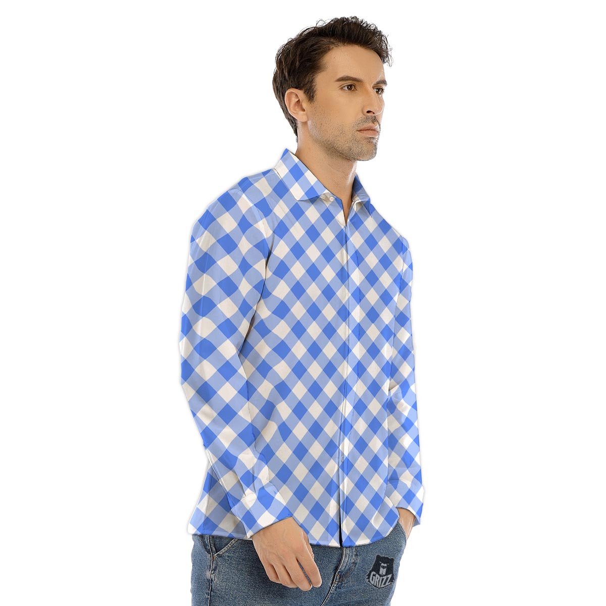 Buffalo Check Black And Red Print Men's Dress Shirts-grizzshop