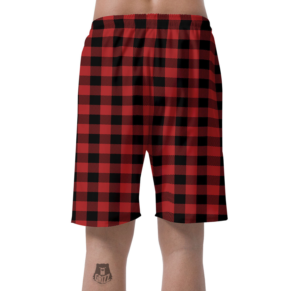 Buffalo Check Black And Red Print Men's Shorts-grizzshop