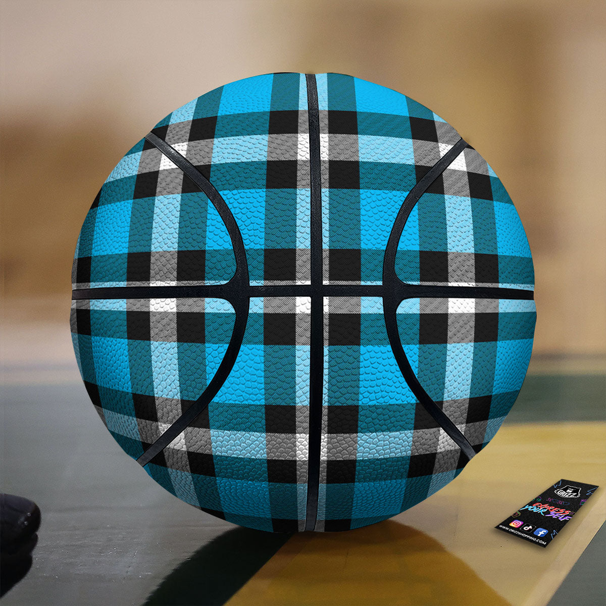 Buffalo Check Black And Turquoise Print Pattern Basketball