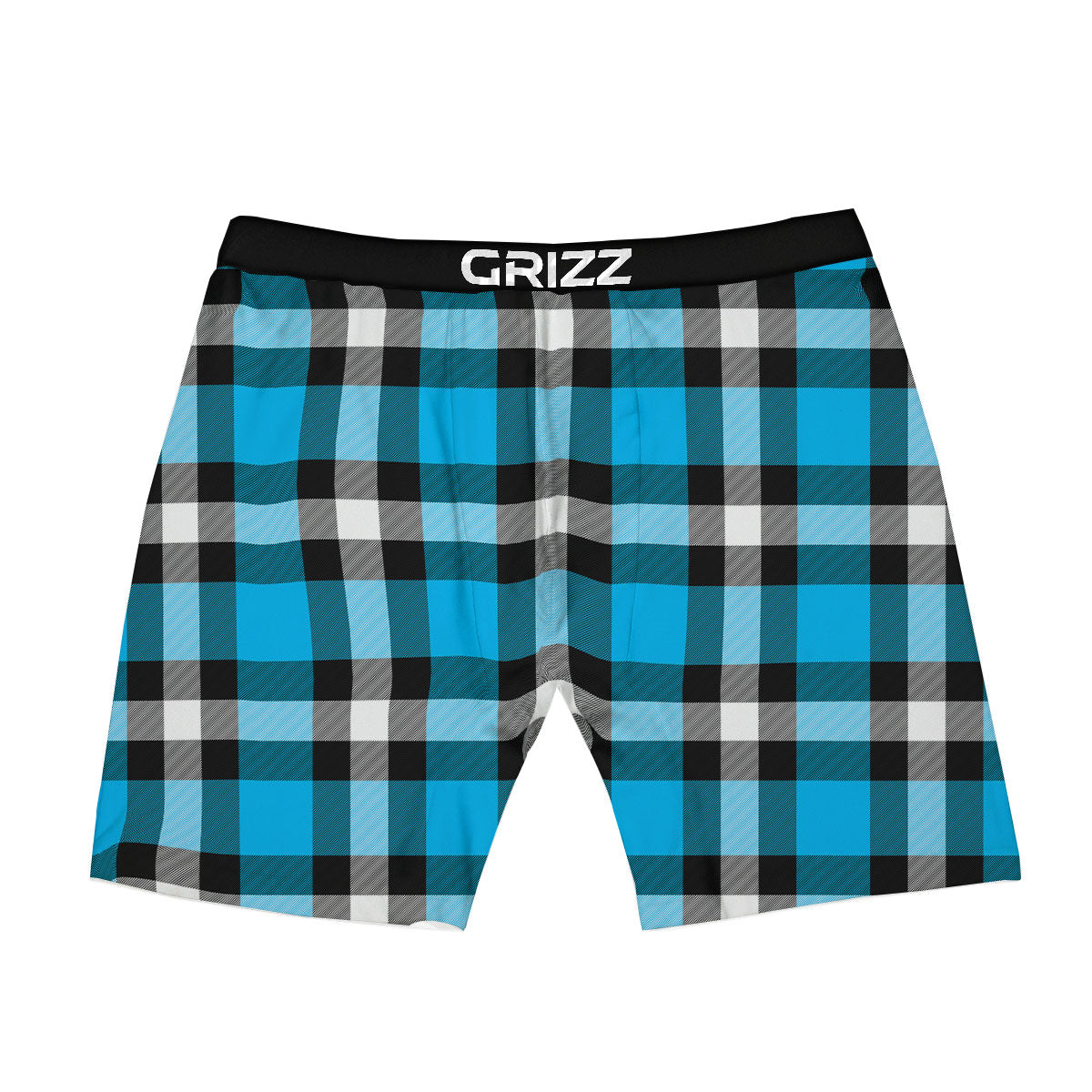 Buffalo Check Black And Turquoise Print Pattern Boxer Briefs-grizzshop