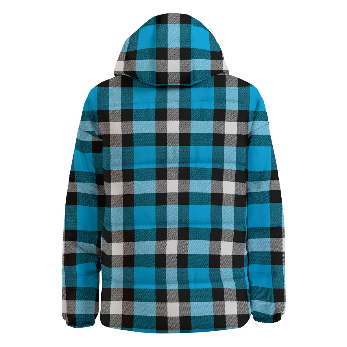 Buffalo Check Black And Turquoise Print Pattern Down Jacket-grizzshop