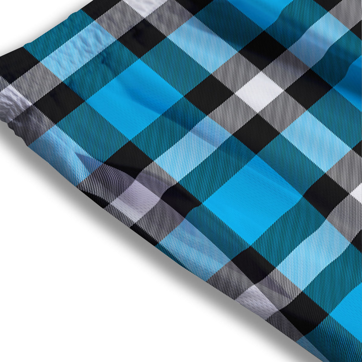 Buffalo Check Black And Turquoise Print Pattern Mesh Shorts